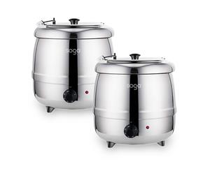SOGA 2X 10L Soup Kettle Commercial Soup Pot Electric Soup Maker Stainless Steel