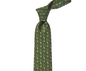 Salvatore Ferragamo Green Giraffes Silk Tie