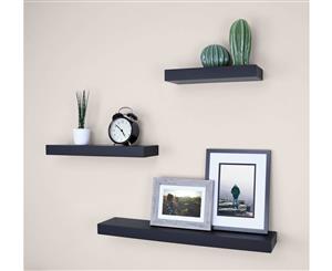 Set of 3 Piece Floating Wall Shelves - Black