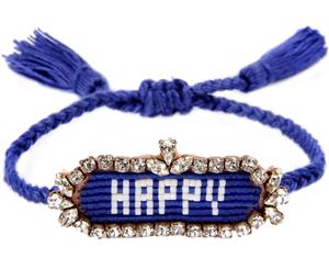 Shourouk 'Happy'- Logo String Bracelet - Blue