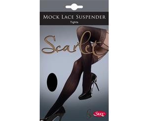 Silky Womens/Ladies Scarlet Mock Lace Suspender Tights (1 Pair) (Black) - LW412