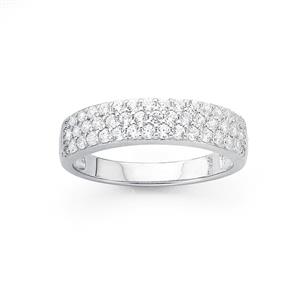 Silver Pave Cubic Zirconia Dress Ring