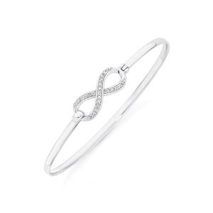 Silver Pave Cubic Zirconia Infinity Hook Top Bangle