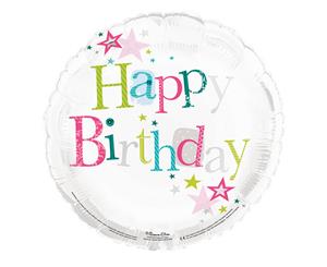 Simon Elvin 18 Inch Happy Birthday Foil Balloon (White) - SG12259