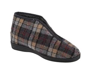 Sleepers Mens Jed Ii Thermal Zip Check Bootee Slippers (Grey) - DF834