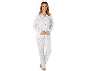 Slenderella PJ4103 Jersey Floral Cotton Pyjama Set - Blue