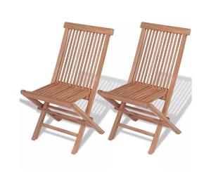 Solid Teak 2 pcs Outdoor Folding Foldable Chair Garden Patio Camping