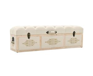 Solid Wood Storage Bench Fabric 120x32x38cm Button Tufted Padded Seat