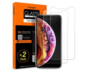 Spigen iPhone XS / X Screen Protector Genuine SPIGEN GLAS.tR Slim 9H Tempered Glass 2PCS [ColourClear]