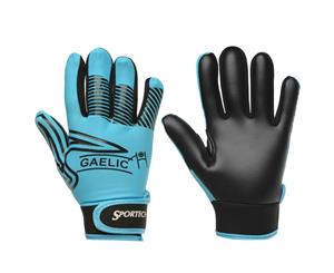 Sportech Unisex GAA Gripper Gloves Juniors - Black/Cyan Blue