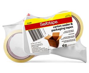 Stellotape Carton Sealer Packaging Tape Dispenser + 2 Tape Rolls