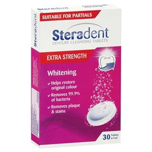 Steradent Extra Strength Whitening Denture Cleansing 30 Tablets
