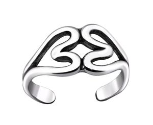 Sterling Silver Double Heart Adjustable Toe Ring