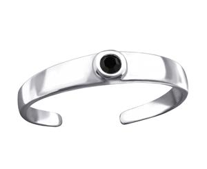 Sterling Silver Jet Round Toe Ring