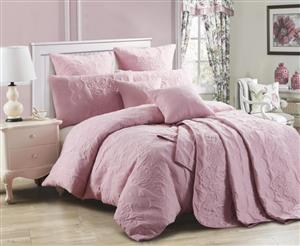 Super King Size - Dusty Pink Marguerite Quilt Cover Set - Lightly Quilted