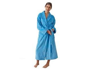 Text Check Azure Blue Bath Robe