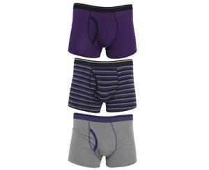 Tom Franks Mens Trunks Underwear (3 Pack) (Grey/Purple) - MU180