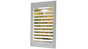 Trendvue Faux Wood Shutter in Bright White - Standard Reveal L-Frame with 63mm Louvres