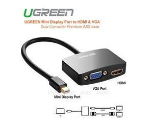 UGreen Mini Display Port to HDMI & VGA Dual Converter Premium ABS case (Black) (10439)