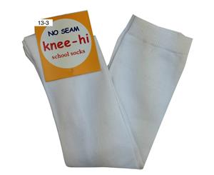 Unisex Kids Knee High School Plain Cotton Seamless Socks - White