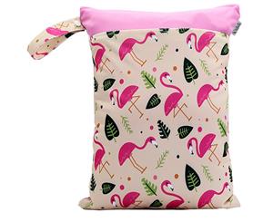 Waladi - Waterproof Double Zip Wet Bag Pink Flamingo 30x40cm
