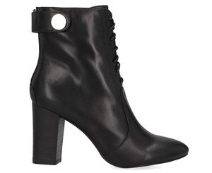 Walnut Melbourne Women's Hazel Lace Boot - Black Leather