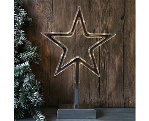 Warm White LED Silver Star Table Light - Battery Operated