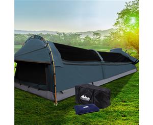 Weisshorn King Single Swag Camping Swags Canvas Tent Deluxe Aluminum Poles Navy