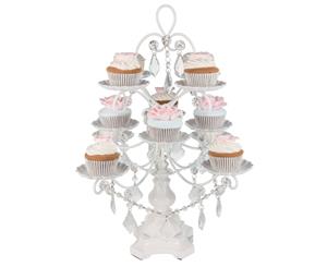 12-Piece Crystal-Draped Cupcake Stand | White | Madeleine Collection CS302MW