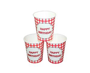 12pce Red Polka Dots Theme Party Paper Cups 200ml for Birthday Parties