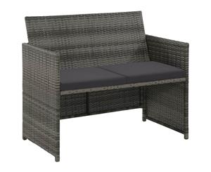 2 Seater Garden Sofa with Cushions Grey Poly Rattan Weather Resistant