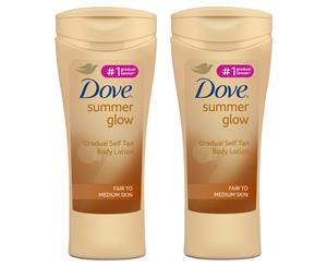 2 x Dove Summer Glow Self Tan Lotion Fair to Medium Skin 250mL