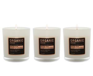 3 x Organic Choice Limited Edition Spiced Rum Honey & Coconut Pure Soy Wax Candle 200g