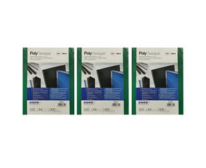 3x 100pc GBC Binding Cover A4 Polypropylene Report Folder 300 Micron Cover Green