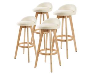 4X Oak Wood Bar Stool Dining Chair Fabric LEILA 72cm BEIGE