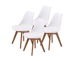 4X Retro Dining Cafe Chair Padded Seat WHITE
