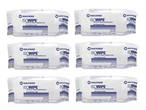 6 x Halyard ISOWIPE (Refill Pack) Hospital Grade Anti Bacterial 75 Wipes/Refill Pack