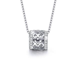 .925 Sterling Silver Total Paradigm Necklace-Silver/Clear