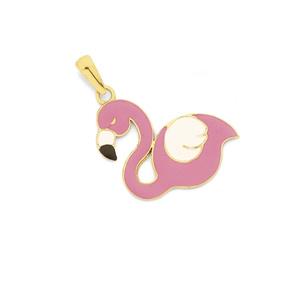 9ct Gold Pink Enamel Flamingo Pendant