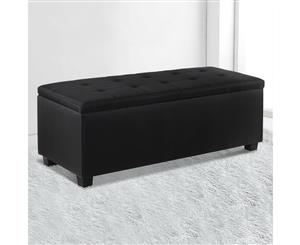 Artiss Blanket Box Ottoman Storage Fabric Footstool Chest Toy Bed Charcoal Black