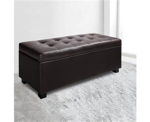 Artiss Blanket Box Ottoman Storage PU Leather Foot Stool Chest Toy Bed Brown