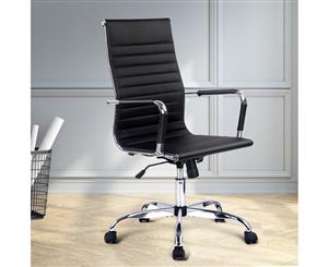 Artiss Eames Replica Office Chair Leather Executive Computer Chairs Seat Black