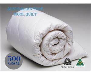 Australian Made Wool Quilt Japara Cotton Cover - 500gsm Queen Size