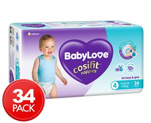 BabyLove Cosifit Toddler Size 4 9-14kg Nappies 34 Pack