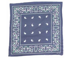 Bandana - Navy Blue with Green Traditional Party Paisley 100% Cotton 55x55cm