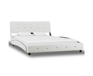 Bed Frame White Faux Leather King Single Upholstered Bedroom Bed Base