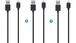 Belkin Mixit Up 3-Pack 1.2m Lightning to USB ChargeSync Cable - Black