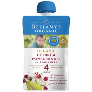 Bellamy's Organic Exotic Fruits Cherry & Pomegranate In Pear Puree 120g
