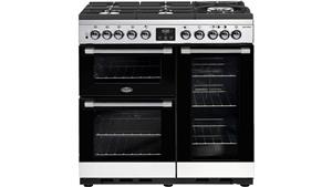 Belling 900mm CookCentre Deluxe Dual Fuel Glass Range Cooker - Stainless Steel