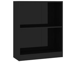 Bookshelf High Gloss Black 60x24x74.5cm Chipboard 2-Tier Display Rack